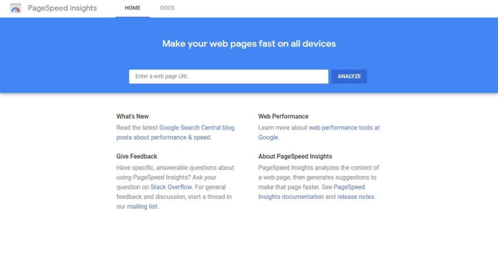 Google Pagespeed Insights Speed Test Tool